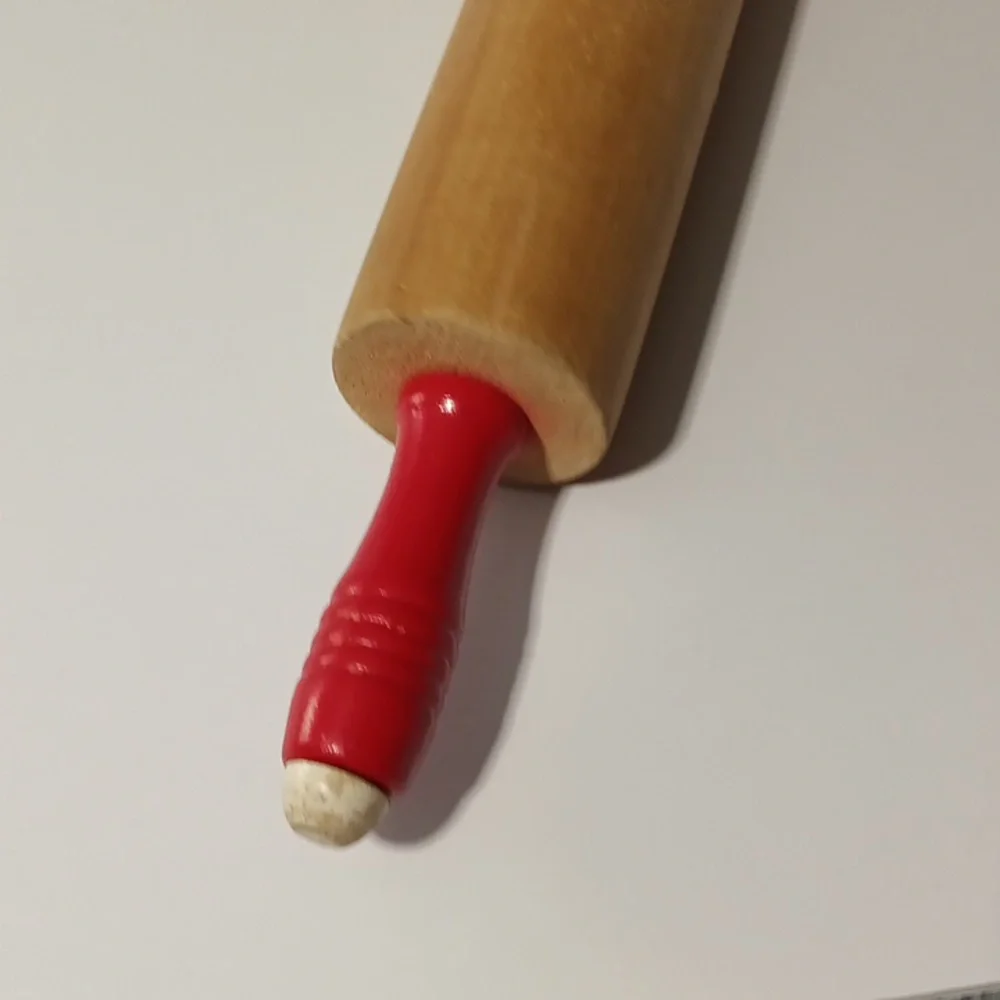 Vintage Rolling Pin with Red Handles Cottagecore Grandmacore Countrycore